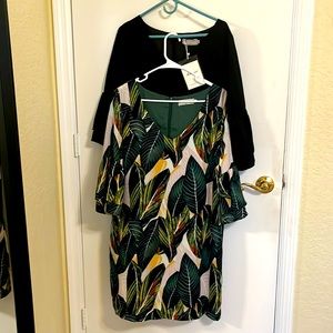 NWT Two Belongsci Dresses Black and Palm Print